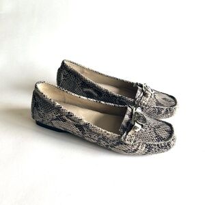 Michael Kors Grey Black Snake Print Rubber Outsole Leather Loafers size 8